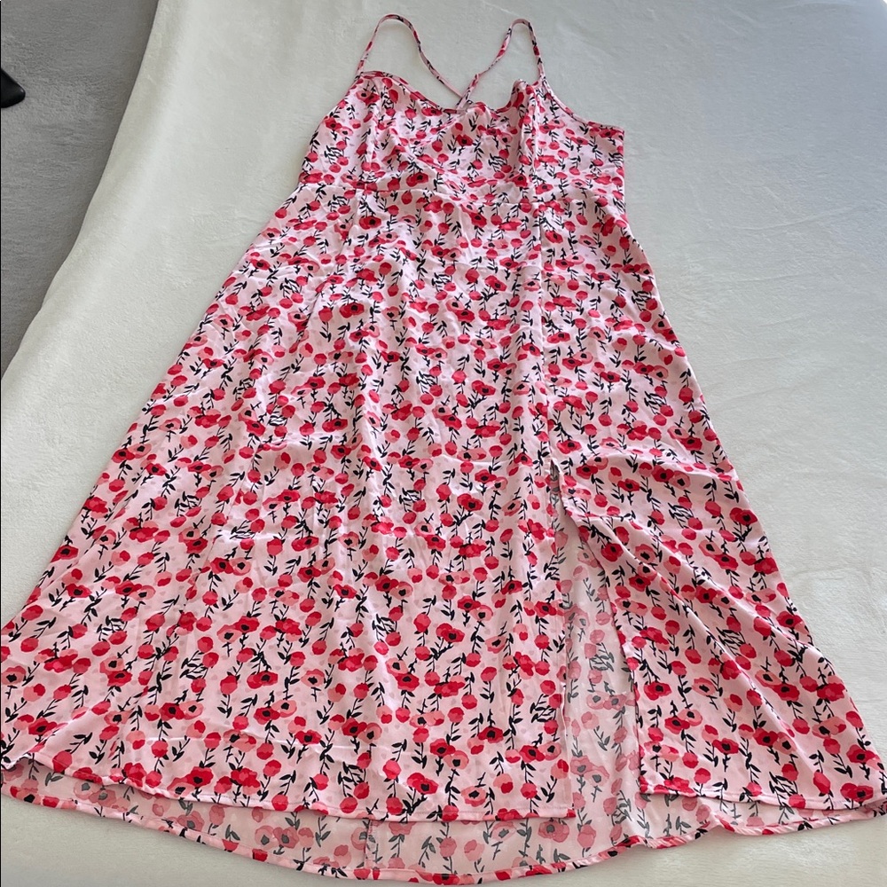 Adore Me Pink and Red Floral Midi Dress
